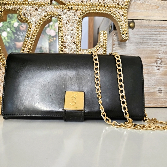 Yves Saint Laurent Bags Rare Vintage Ysl Black Wallet With Box